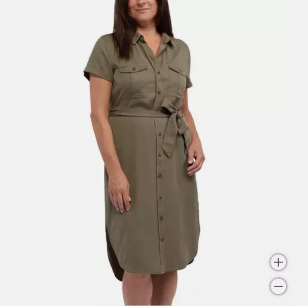 Teddi Rose Women's Tencel Shirt Dress Color Green